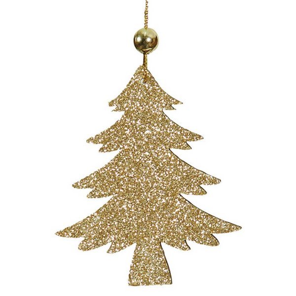 Χριστουγεννιάτικο Κρεμαστό Χρυσό Δεντράκι, με Χρυσόσκονη (8cm)